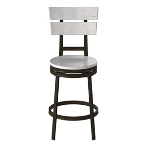 American Woodcrafters Colson Distressed White Metal Swivel Counter Barstool