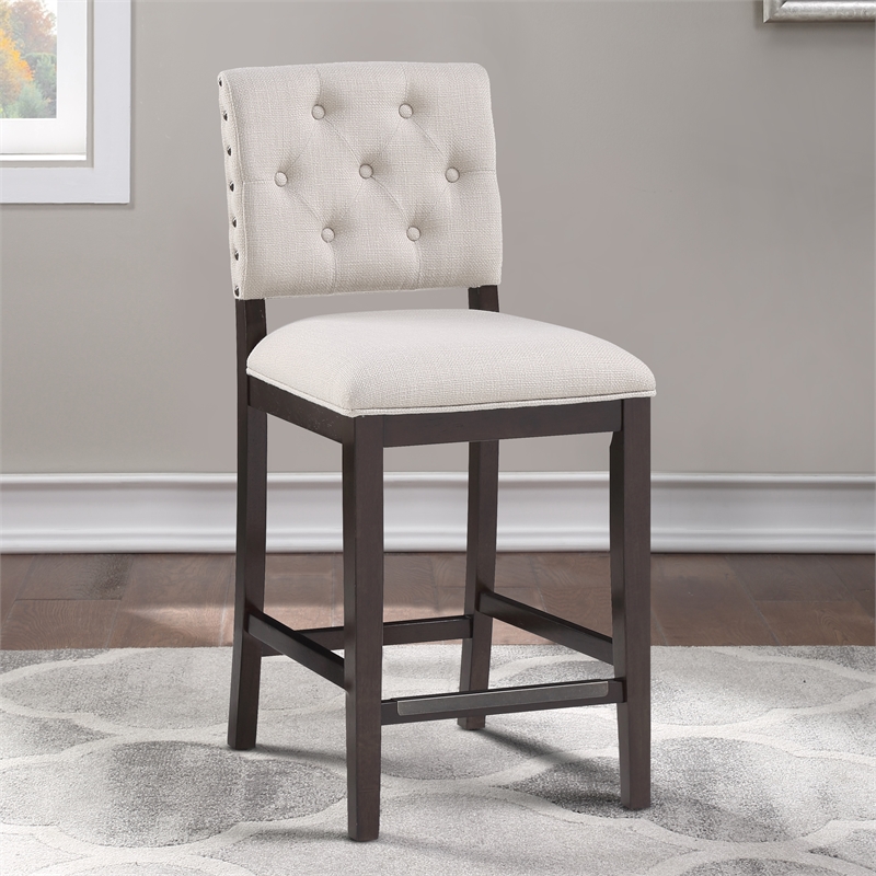 American Woodcrafters Lynwood Walnut Stationary Wood Counter 26-inch Barstool