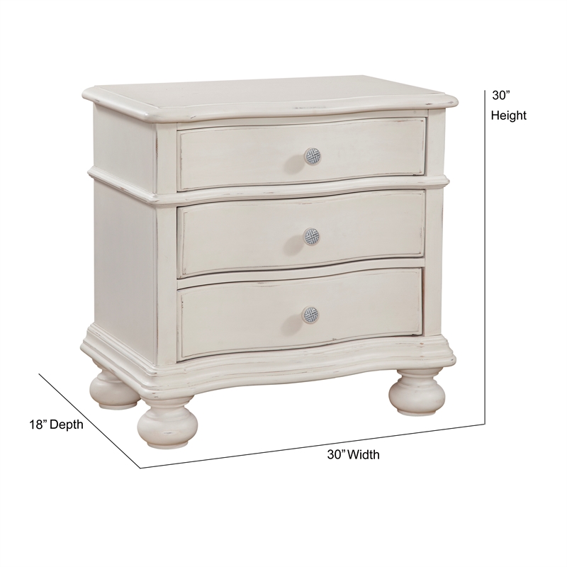 American Woodcrafters Rodanthe Dove White Three-drawer Wood Nightstand