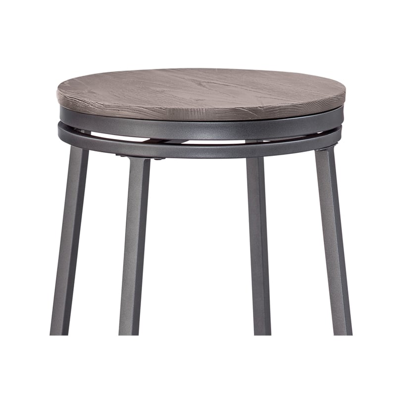 Chesson 3-Piece Gray Metal Pub Height Table Set with Backless Swivel Stools