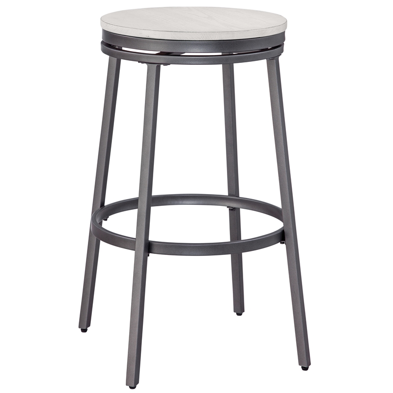 Jaidon 3-Piece Gray Metal Pub Height Table Set with Backless Swivel Stools