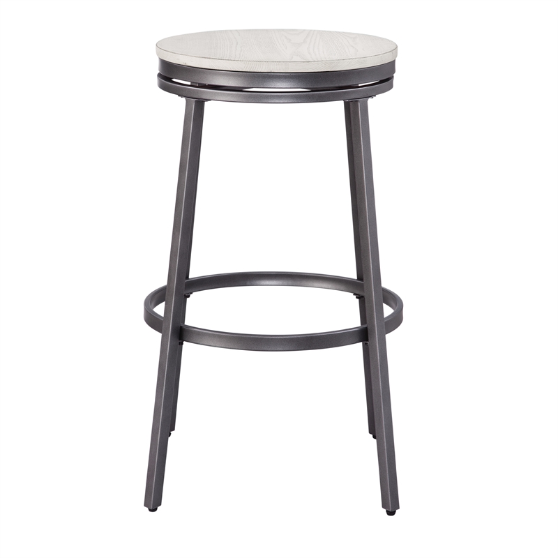 Jaidon 3-Piece Gray Metal Pub Height Table Set with Backless Swivel Stools