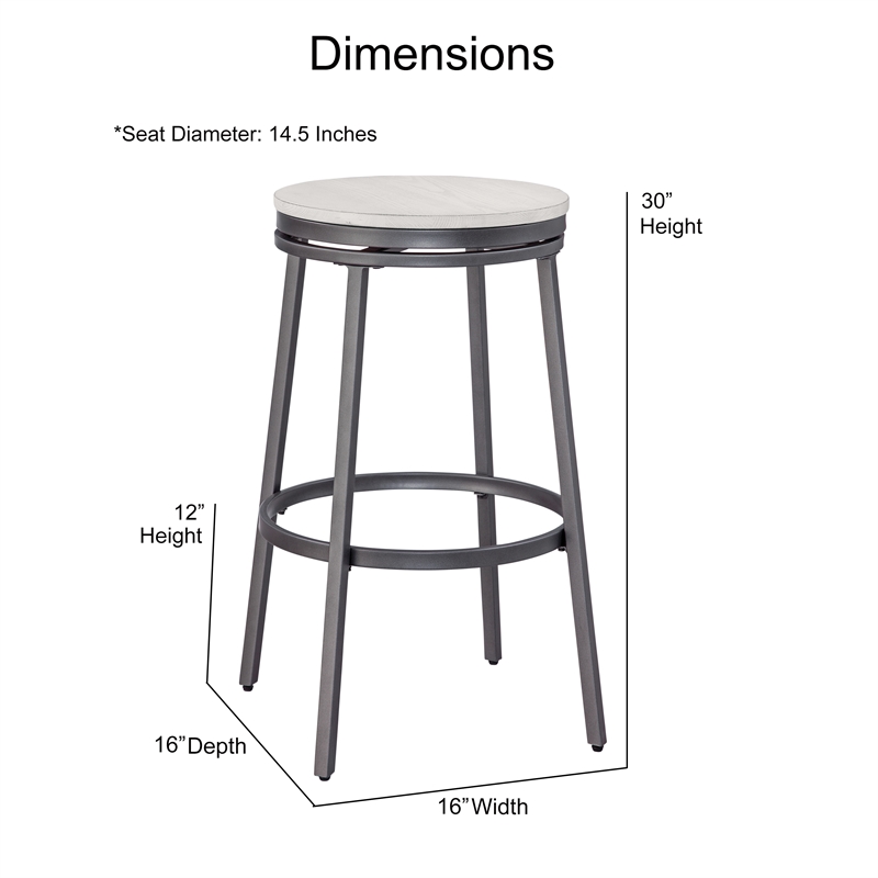 Jaidon 3-Piece Gray Metal Pub Height Table Set with Backless Swivel Stools