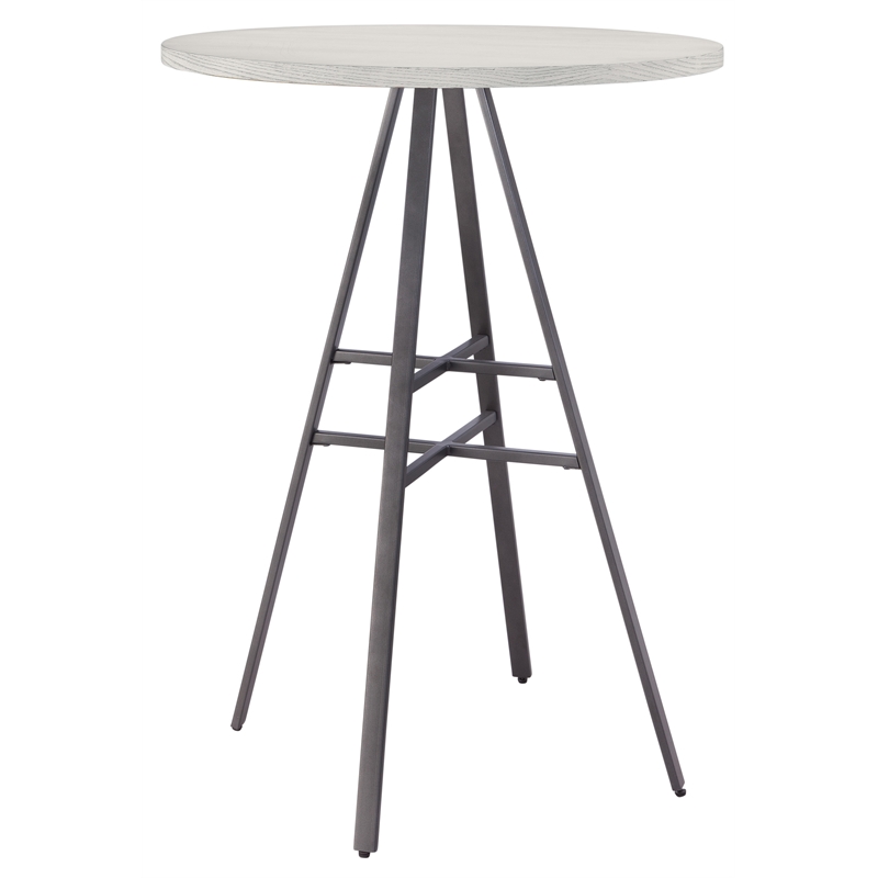 Jaidon 3-Piece Gray Metal Pub Height Table Set with Backless Swivel Stools