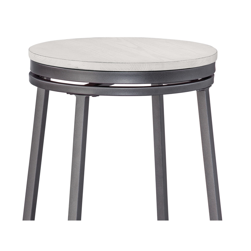 Jaidon 3-Piece Gray Metal Pub Height Table Set with Backless Swivel Stools