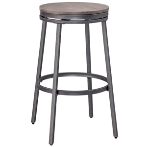 American Woodcrafters Stockton Gray Metal and Wood Backless Bar Stool