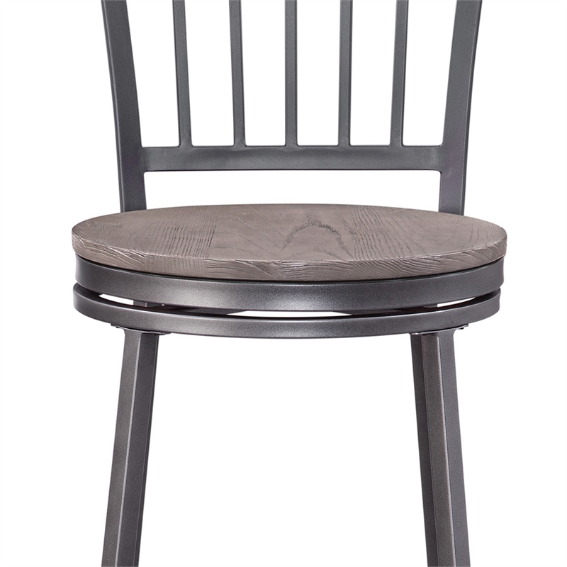 American Woodcrafters Talia Gray Metal Swivel 25-inch Seat Height Bar Stool