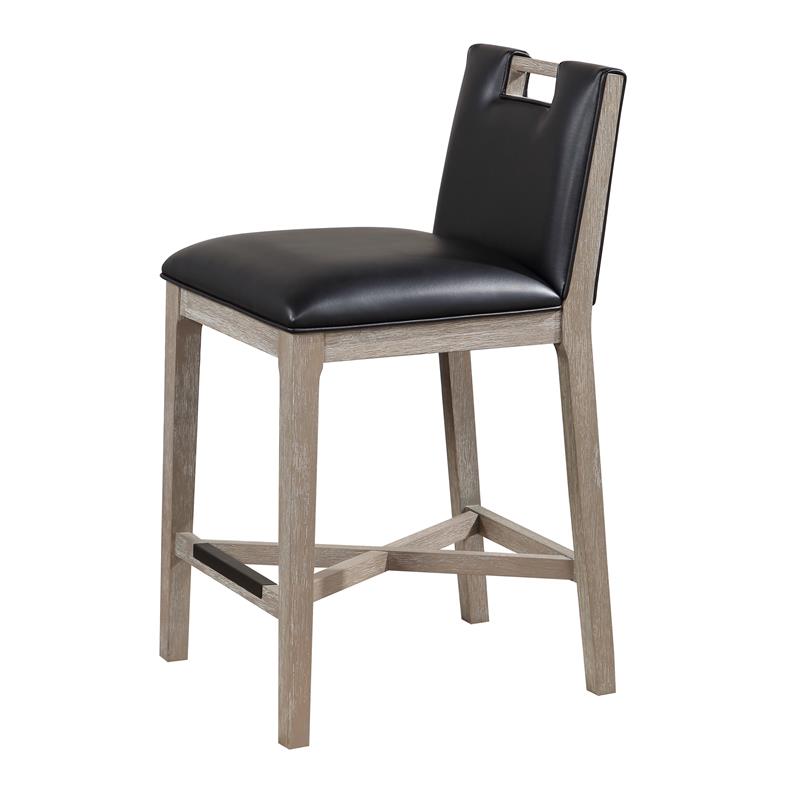 American Woodcrafters Jakarta Solid Wood with Black Bonded Leather Counter Stool