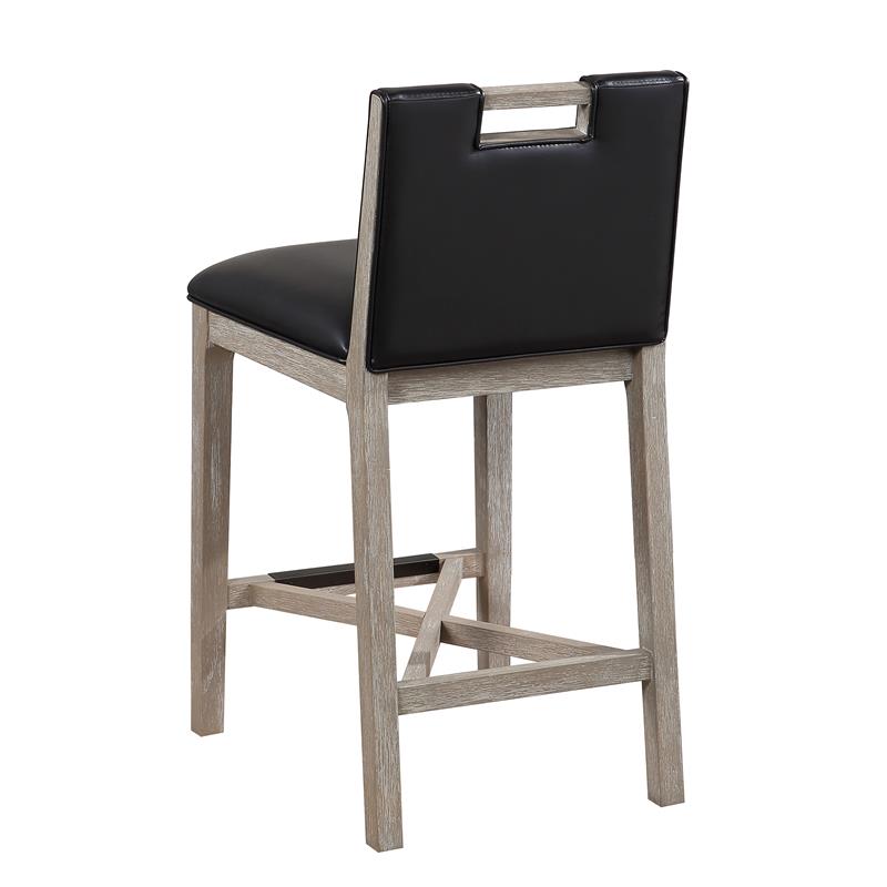 American Woodcrafters Jakarta Solid Wood with Black Bonded Leather Counter Stool