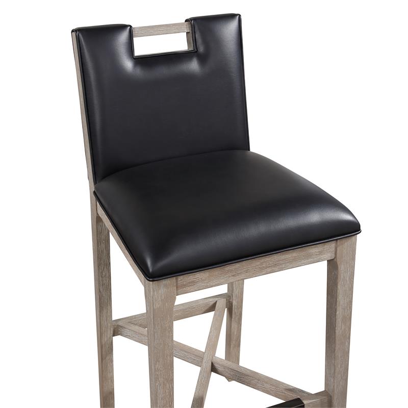 American Woodcrafters Jakarta Solid Wood with Black Bonded Leather Counter Stool