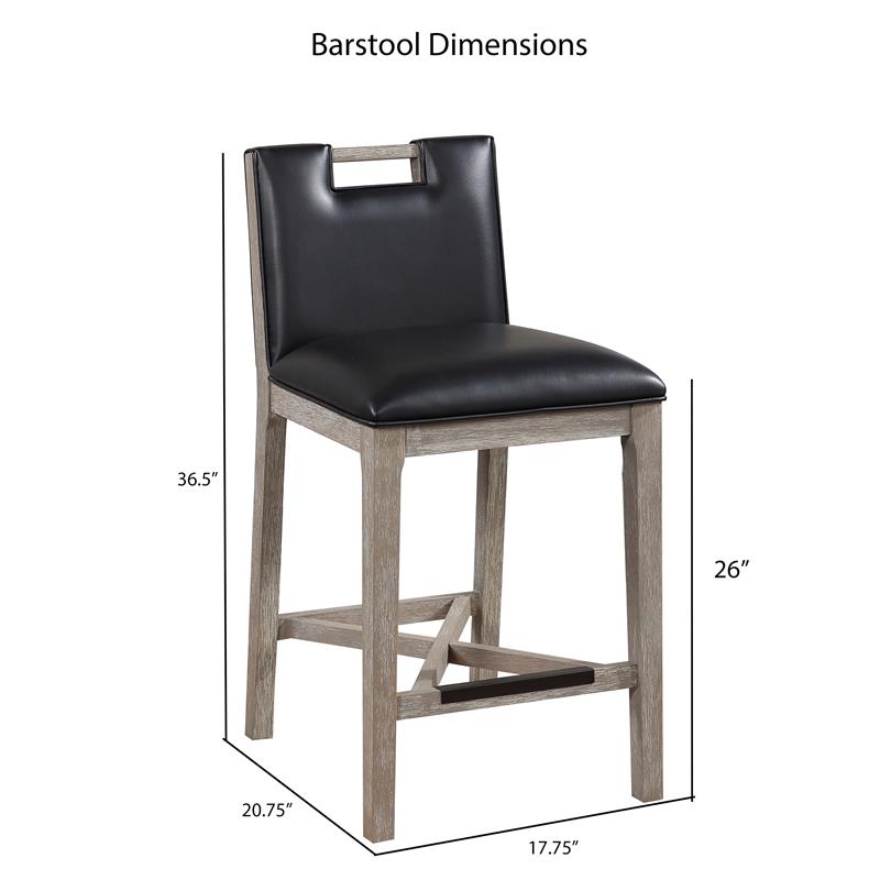 American Woodcrafters Jakarta Solid Wood with Black Bonded Leather Counter Stool