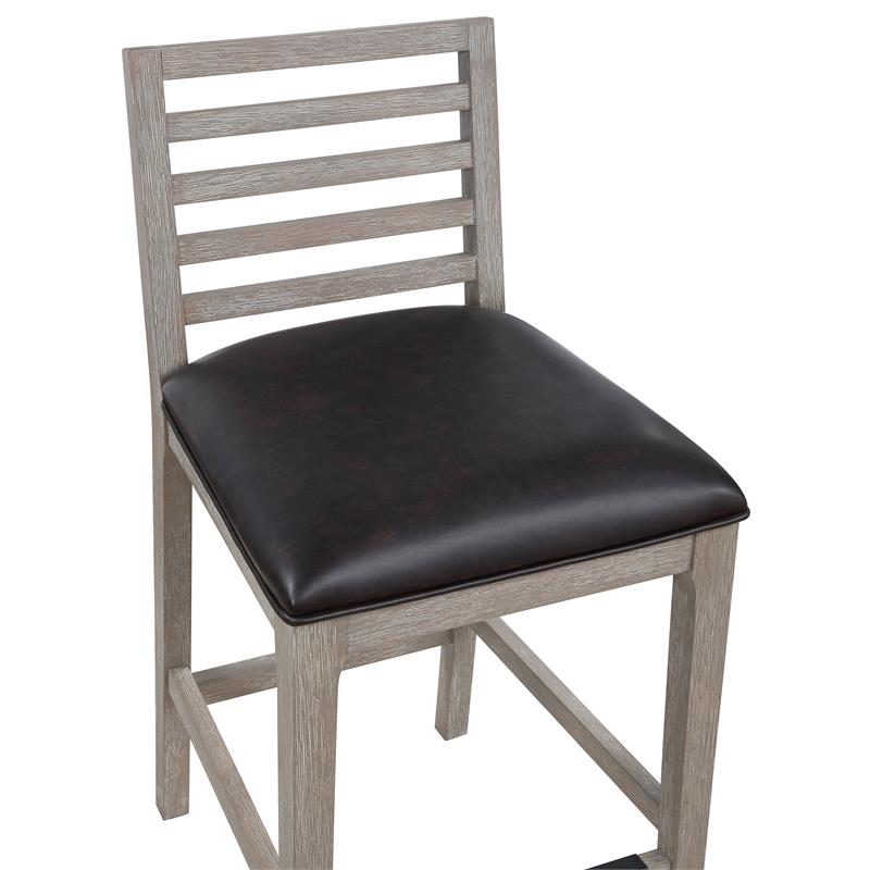 American Woodcrafters Siri Gray Wood with Brown Bonded Leather Counter Stool