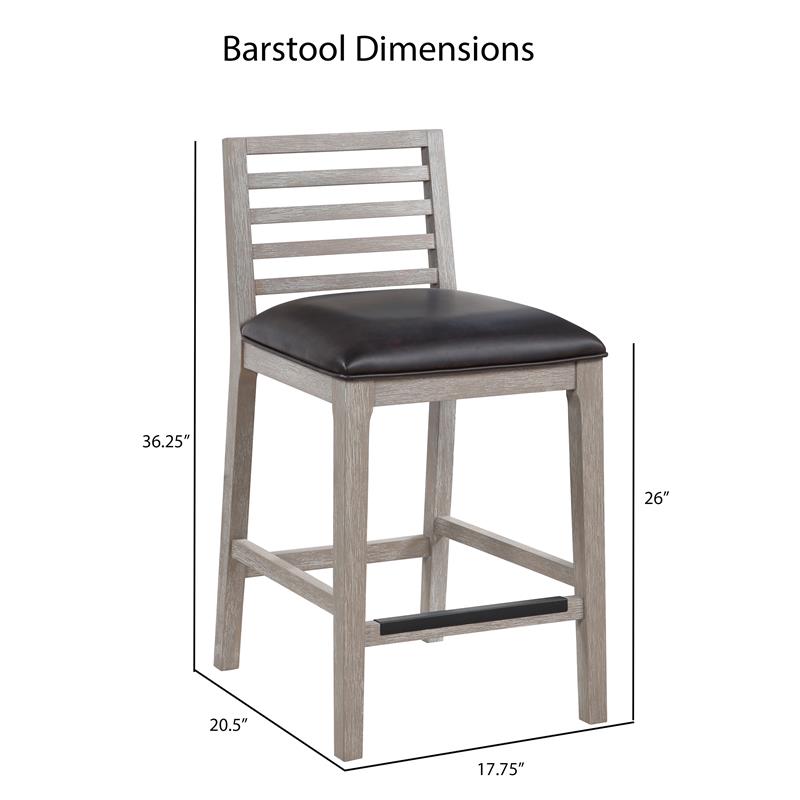 American Woodcrafters Siri Gray Wood with Brown Bonded Leather Counter Stool