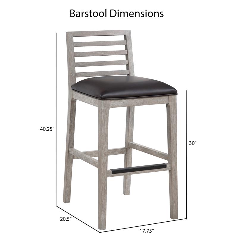 American Woodcrafters Siri Solid Wood Gray with Brown Bonded Leather Bar Stool