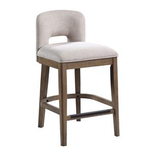 American Woodcrafters Bistro Brown Solid Wood and White Fabric 24-inch Bar Stool