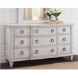 American Woodcrafters Salter Path Wood 9-Drawer Triple Dresser in Oyster White