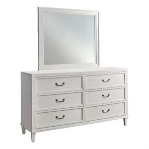 American Woodcrafters Dunescape 68&quotW Wood Dresser and Mirror in White