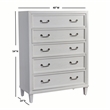 American Woodcrafters Dunescape Wood 5-drawer Chest in Antiqued Silver/White