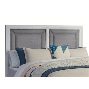 American Woodcrafters Dunescape 79&quotW Wood King Upholstered Headboard in White