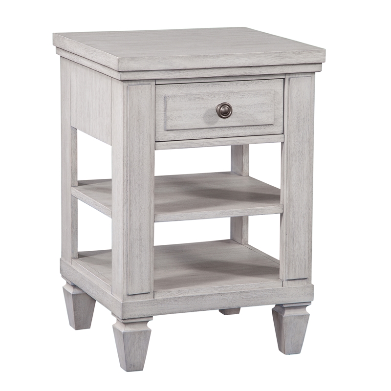 Salter Path Oyster White Wood 1-Drawer Storage Farmhouse Nightstand