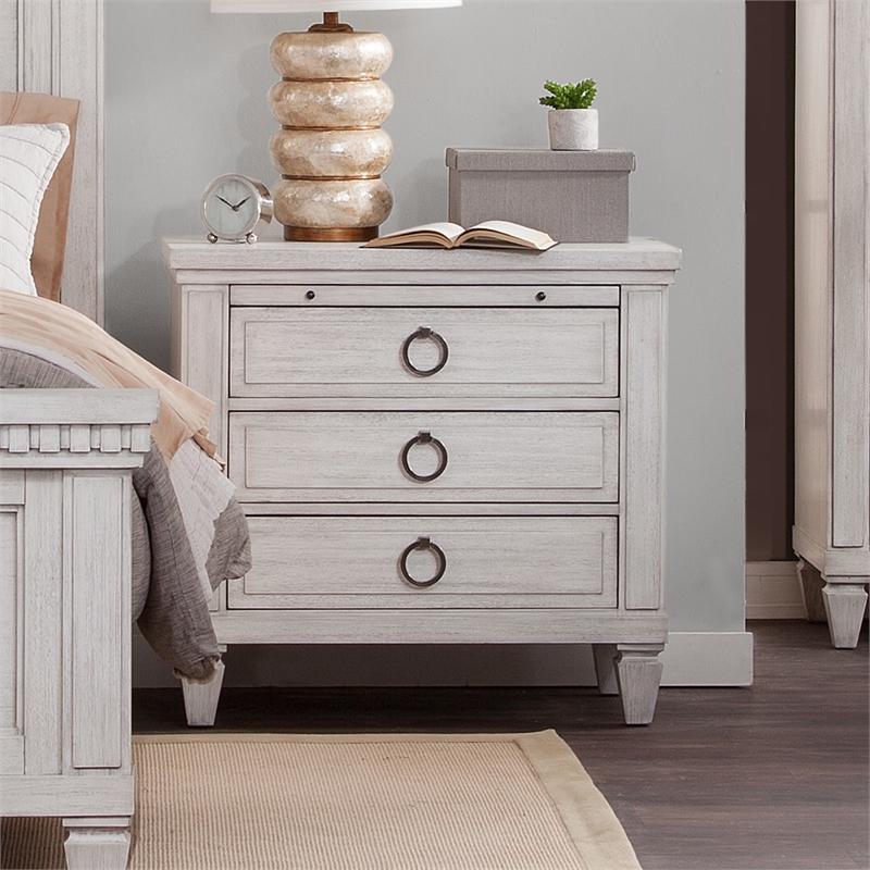 Salter Path Oyster White Wood 3-Drawer Farmhouse Style Nightstand