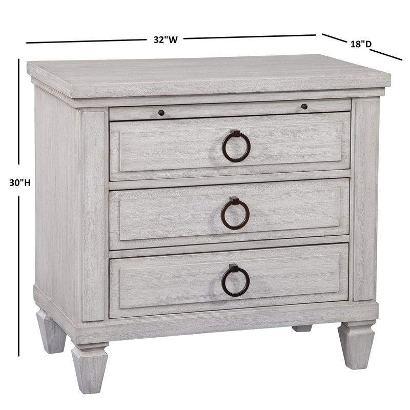 Salter Path Oyster White Wood 3-Drawer Farmhouse Style Nightstand