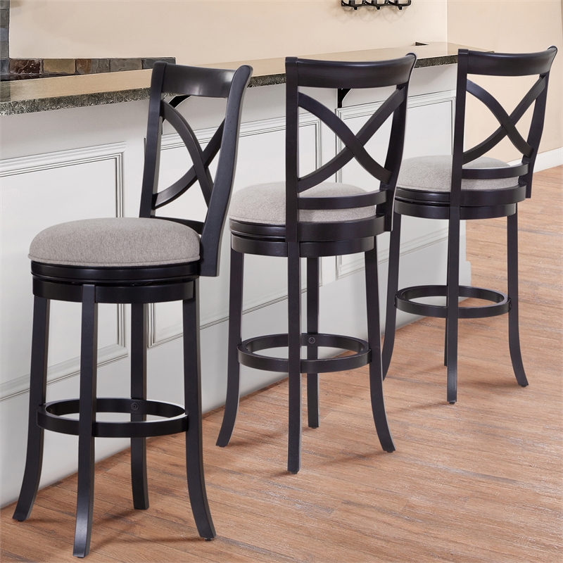Belmont Black X-back Swivel Solid Wood 30-inch Seat Height Bar Stool