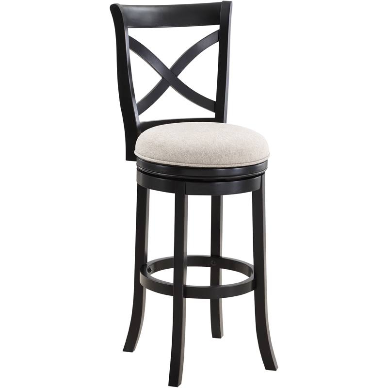 Belmont Black X-back Swivel Solid Wood 30-inch Seat Height Bar Stool