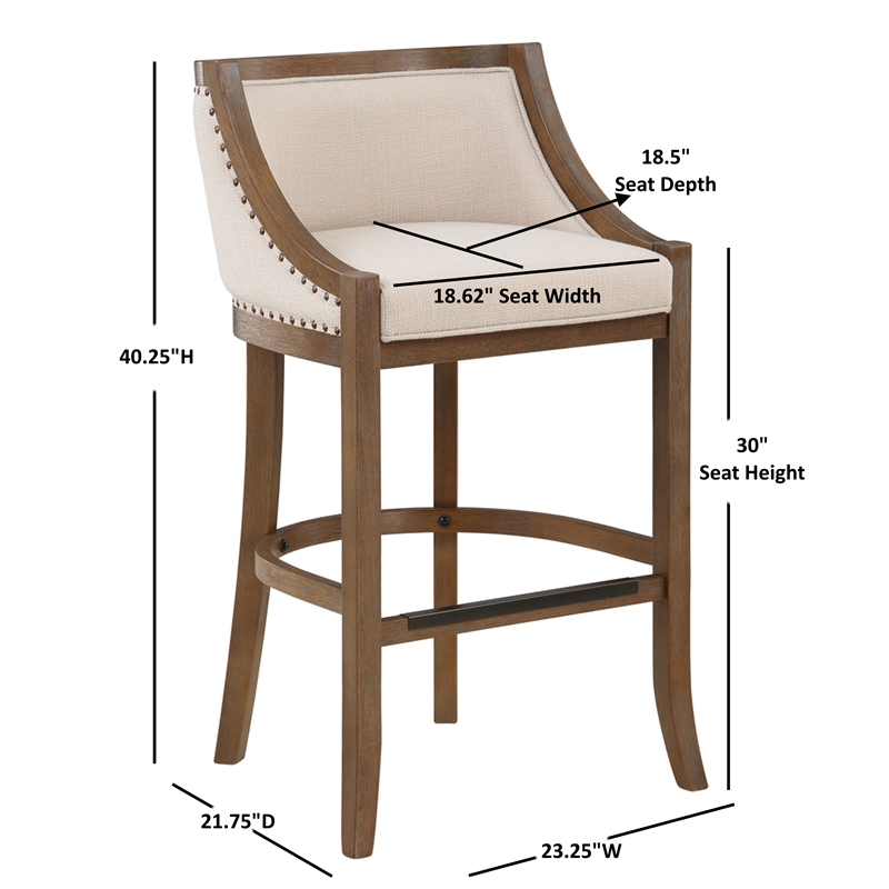 Houston Oversized Warm Brown Solid Wood 30-inch Seat Height Bar Stool