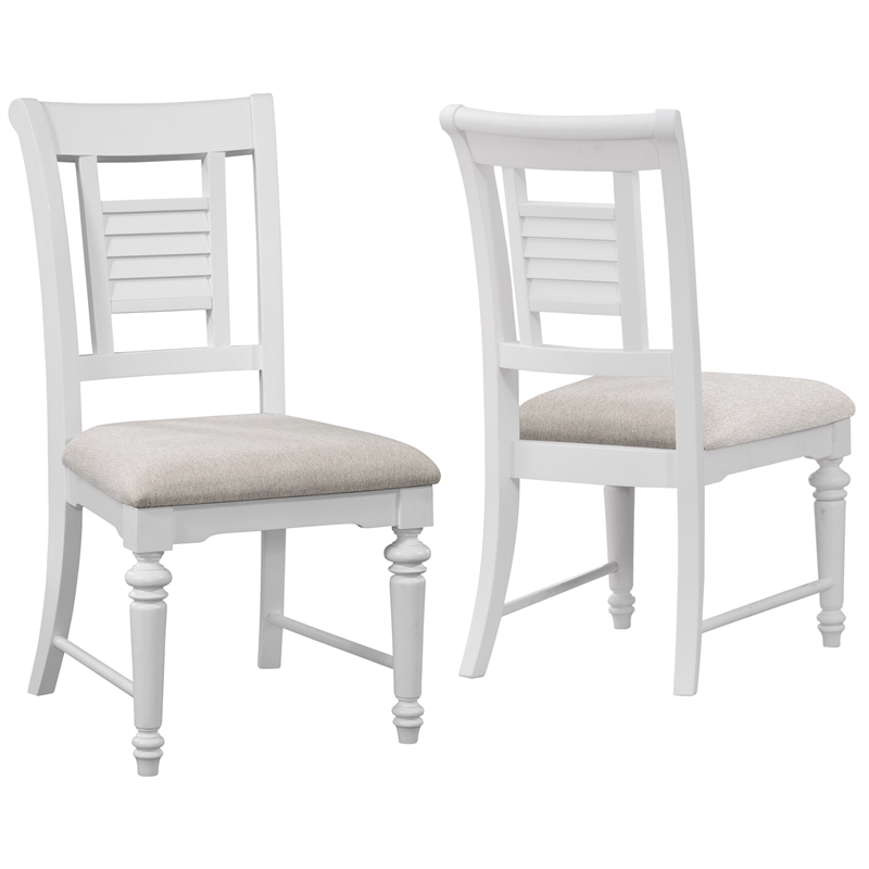 Cottage Traditions Eggshell White Wood Coastal Style Dining Chair - Set of 2