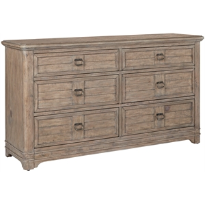Meadowbrook Beige Antique Sand Wood Farmhouse Style 6-drawer Dresser