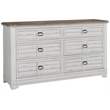 Meadowbrook White-Washed Wood Farmhouse Style 6-drawer Dresser