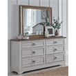 Meadowbrook White-Washed Wood Farmhouse 6-drawer Dresser and Mirror