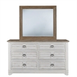 Meadowbrook White-Washed Wood Farmhouse 6-drawer Dresser and Mirror