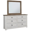 Meadowbrook White-Washed Wood Farmhouse 6-drawer Dresser and Mirror