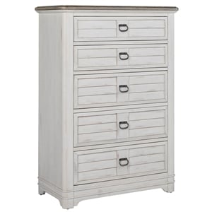 Meadowbrook White-Washed Wood Farmhouse Style 5-drawer Chest