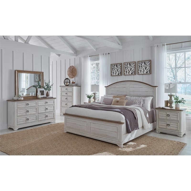 Meadowbrook White-Washed Wood Farmhouse Style Two Drawer Nightstand