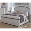 Meadowbrook White-Washed Wood Farmhouse King Size Arched Panel Bed