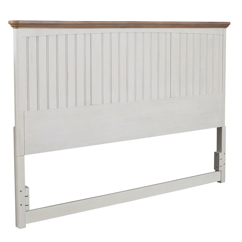 Beach Comber Queen Headboard - Weathered White - Sand Top