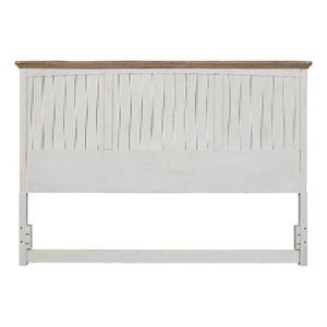 Beach Comber Queen Headboard - Weathered White - Sand Top