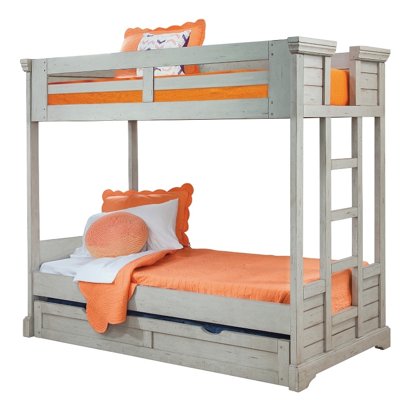 Stonebrook Twin Over Twin 3 3 over 3 3 Bunkbed - with Trundle - Antique Gray