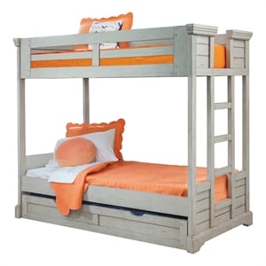 Stonebrook Twin Over Twin 3 3 over 3 3 Bunkbed - with Trundle - Antique Gray
