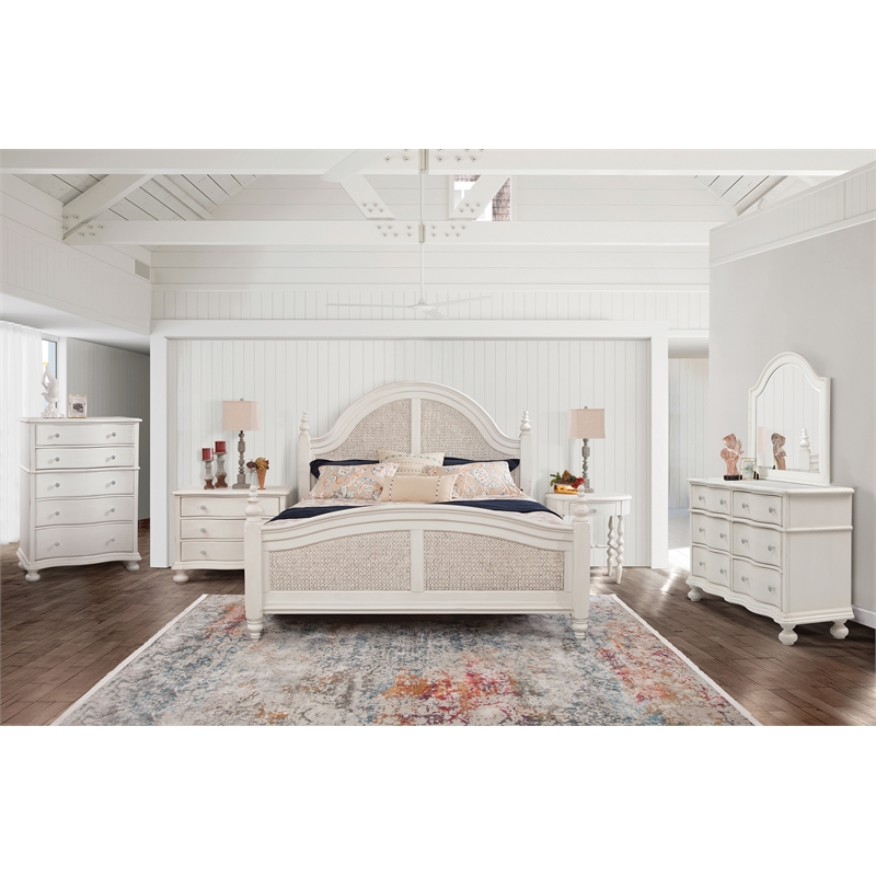Rodanthe Queen 6 Piece Woven Bedroom Set - Dove White