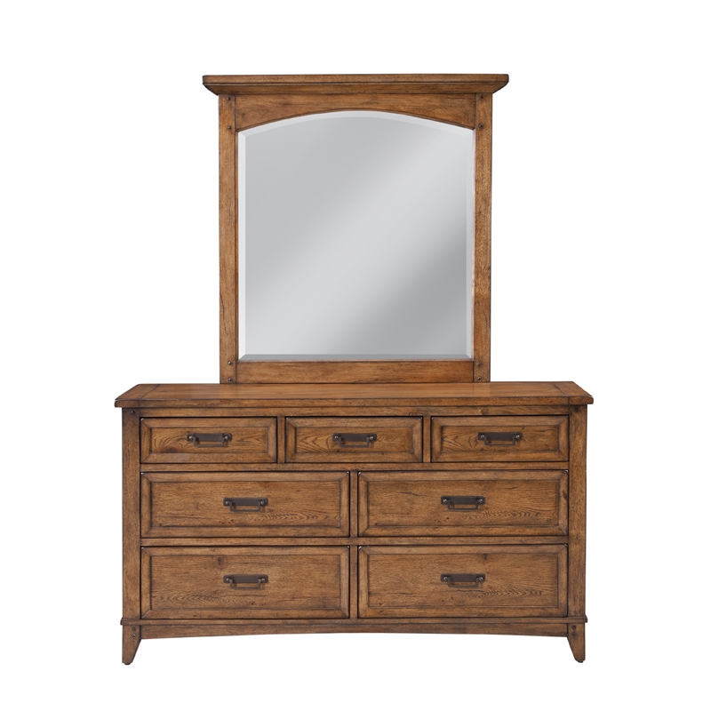 Oakdale 4 Piece Queen Bedroom Set - Bed Dresser Mirror and Nightstand