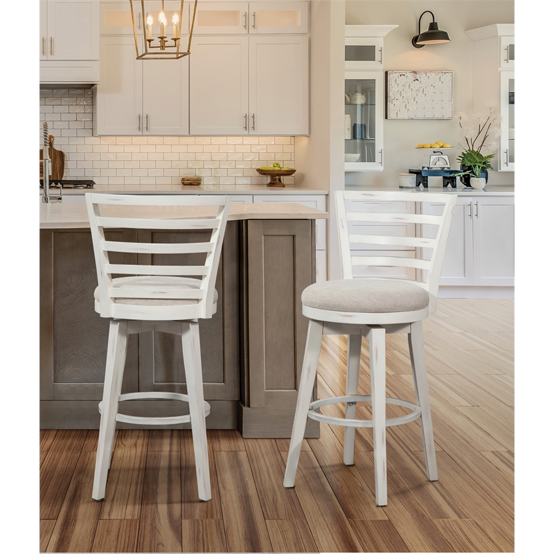 Meadowbrook Bar Height Swivel Stool - Whitewashed