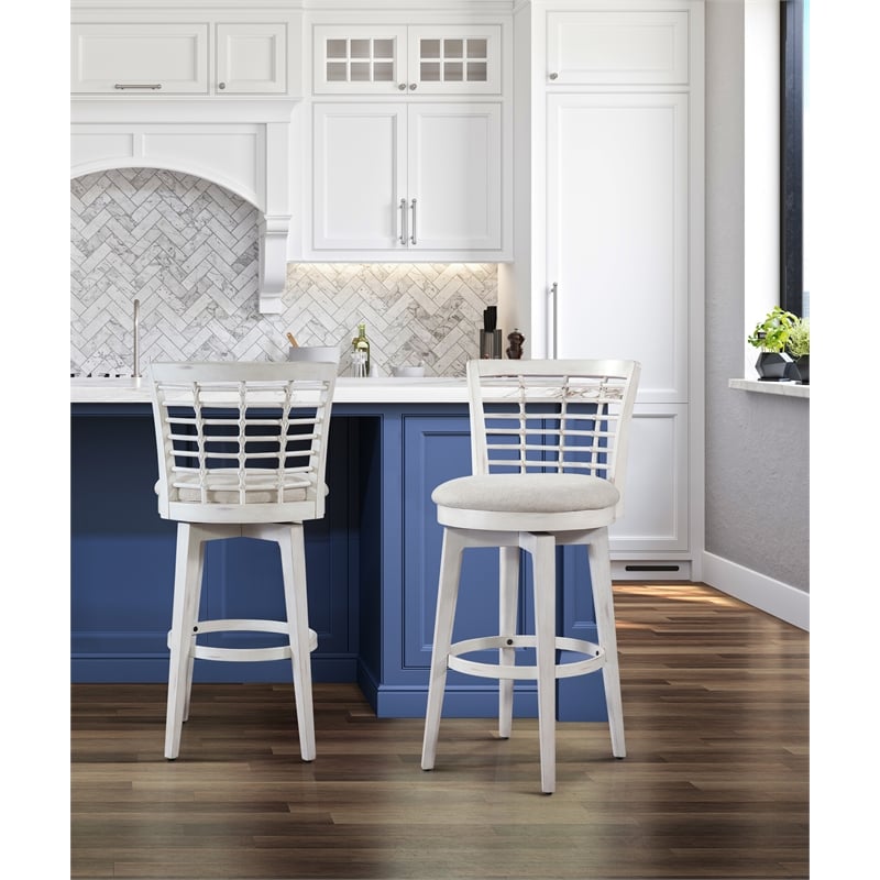 Beach Comber Bar Height Swivel Stool - Weathered White