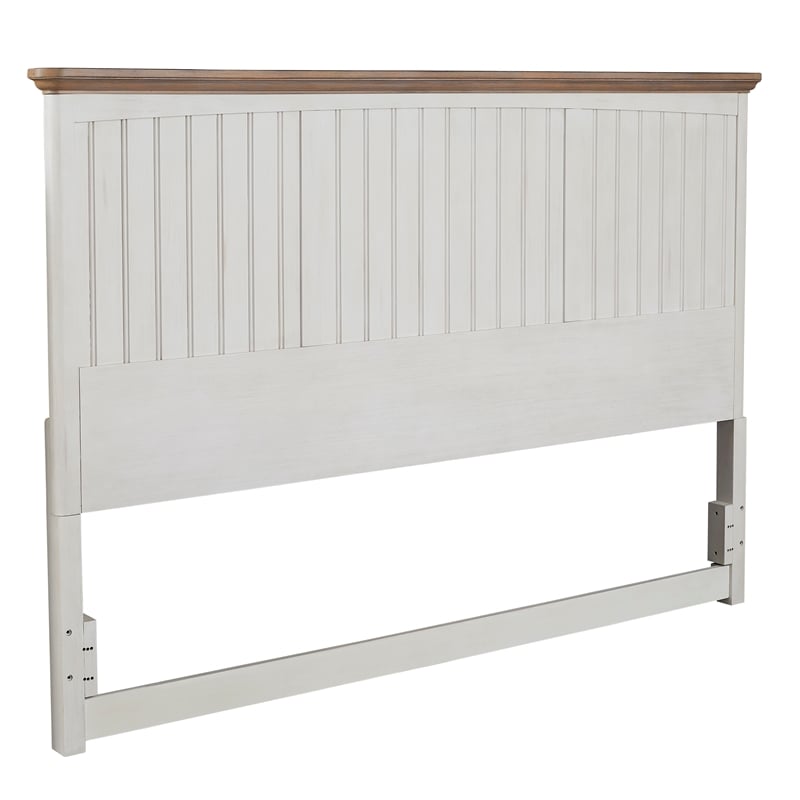 Beach Comber Full Headboard - Weathered White - Sand Top