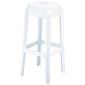 Compamia Fox 30&quot Polycarbonate Patio Bar Stool in Glossy White