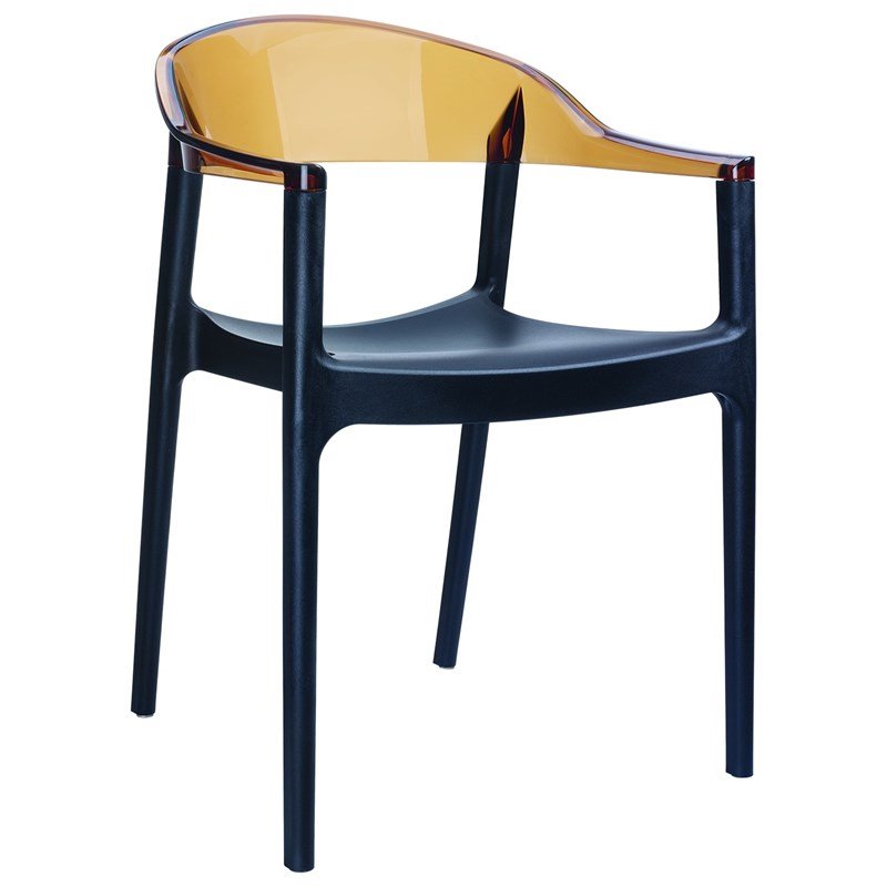 Compamia Carmen Patio Dining Chair with Black Seat in Amber
