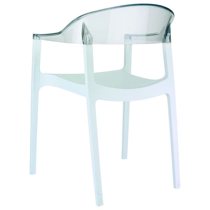 Compamia Carmen Patio Dining Chair with White Seat in Clear
